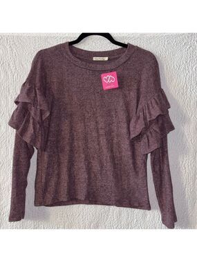 Heart & Hips Chic Ruffle Long Sleeve Sweater Top